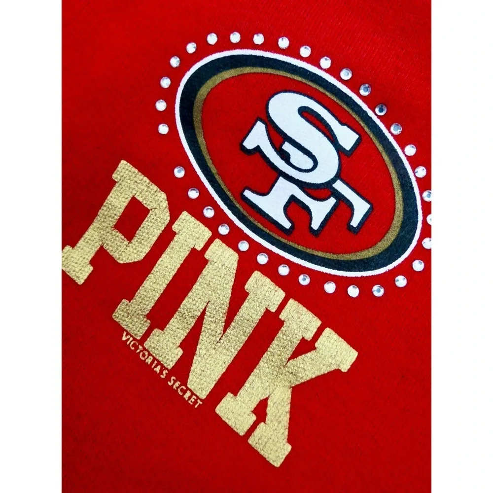 Victoria's Secret PINK NFL San Francisco 49ers Hoodie Zip Jacket Bling Red SZ S